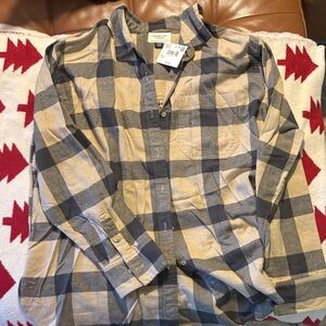 American Eagle Outfitters Blue and Tan Checkered Shirt